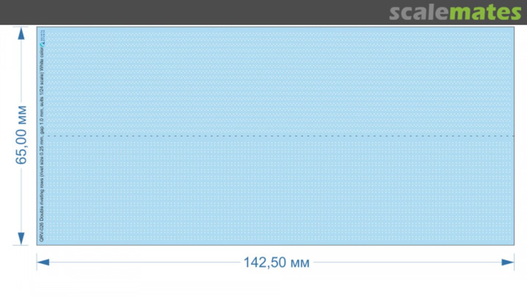 Contents Double riveting rows (rivet size 0.25 mm, gap 1.0 mm, suits 1/24 scale), White color, total len QRV-026 Quinta Studio