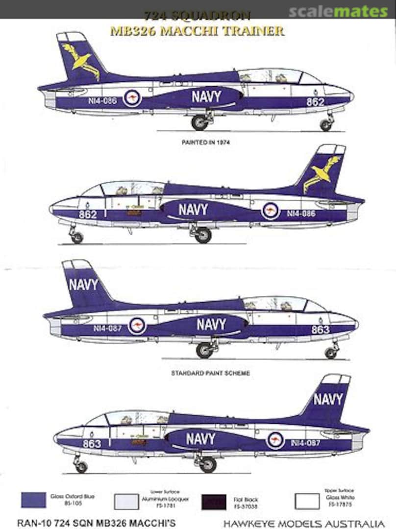 Boxart RAN, Aermacchi MB-326H, No.724 Sqn. RAN-10 Hawkeye Models Boxart RAN, Aermacchi MB-326H, No.724 Sqn. RAN-10 Hawkeye Models