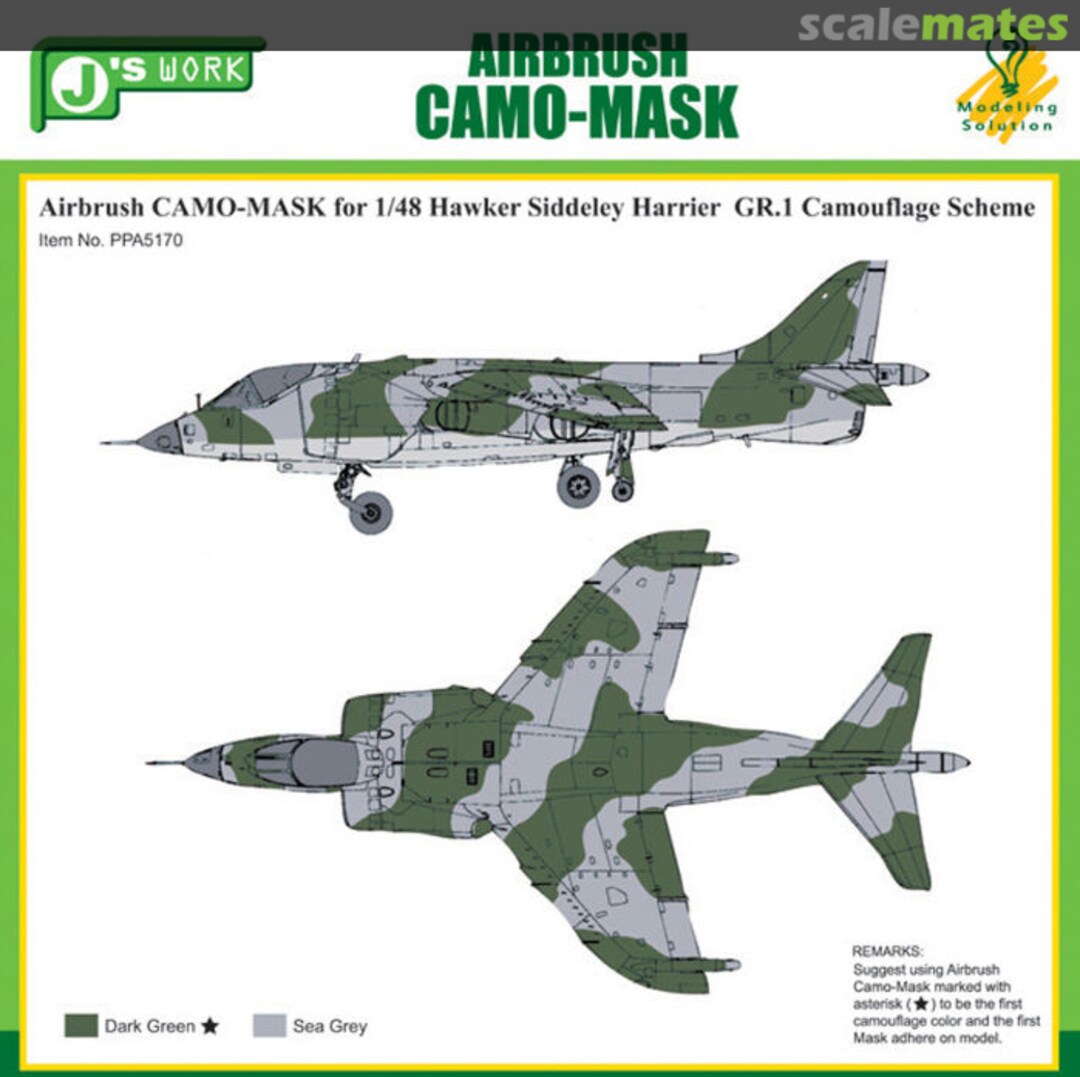 Boxart CAMO-MASK Hawker Harrier GR.1 Camo Scheme PPA5170 J's Work Boxart CAMO-MASK Hawker Harrier GR.1 Camo Scheme PPA5170 J's Work