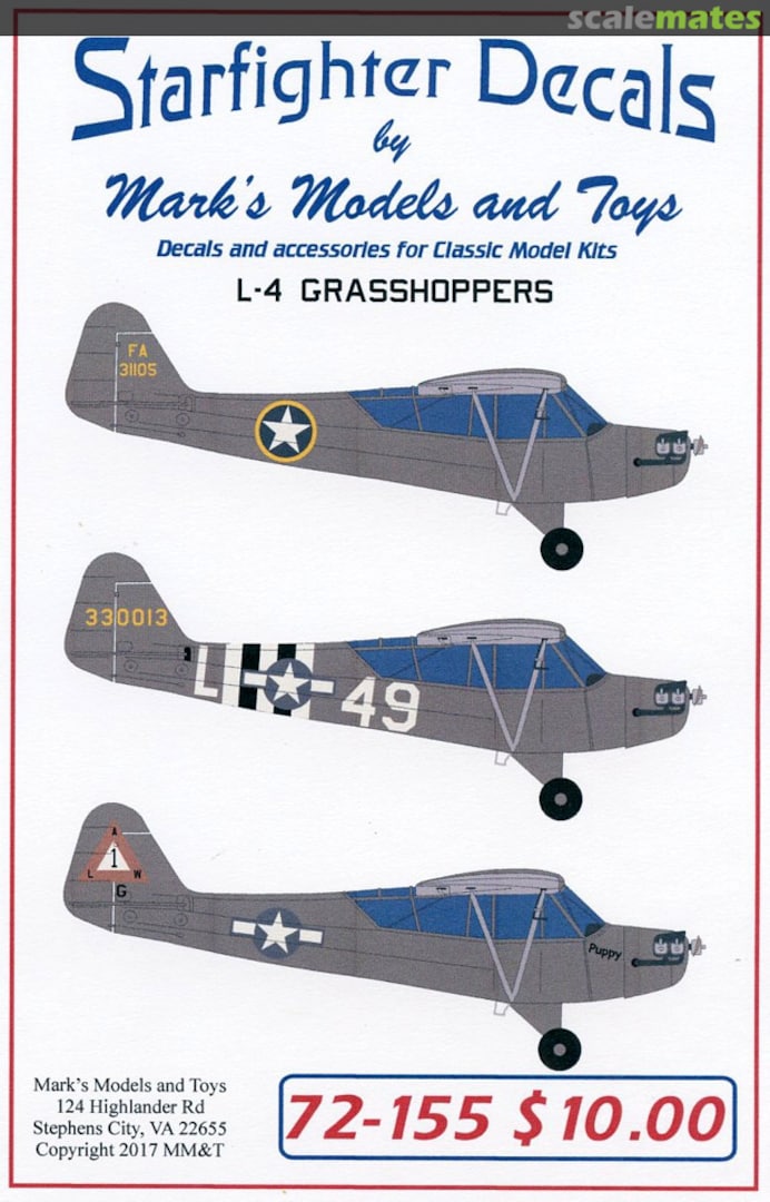 Boxart L-4 Grasshoppers 72-155 Starfighter Decals Boxart L-4 Grasshoppers 72-155 Starfighter Decals