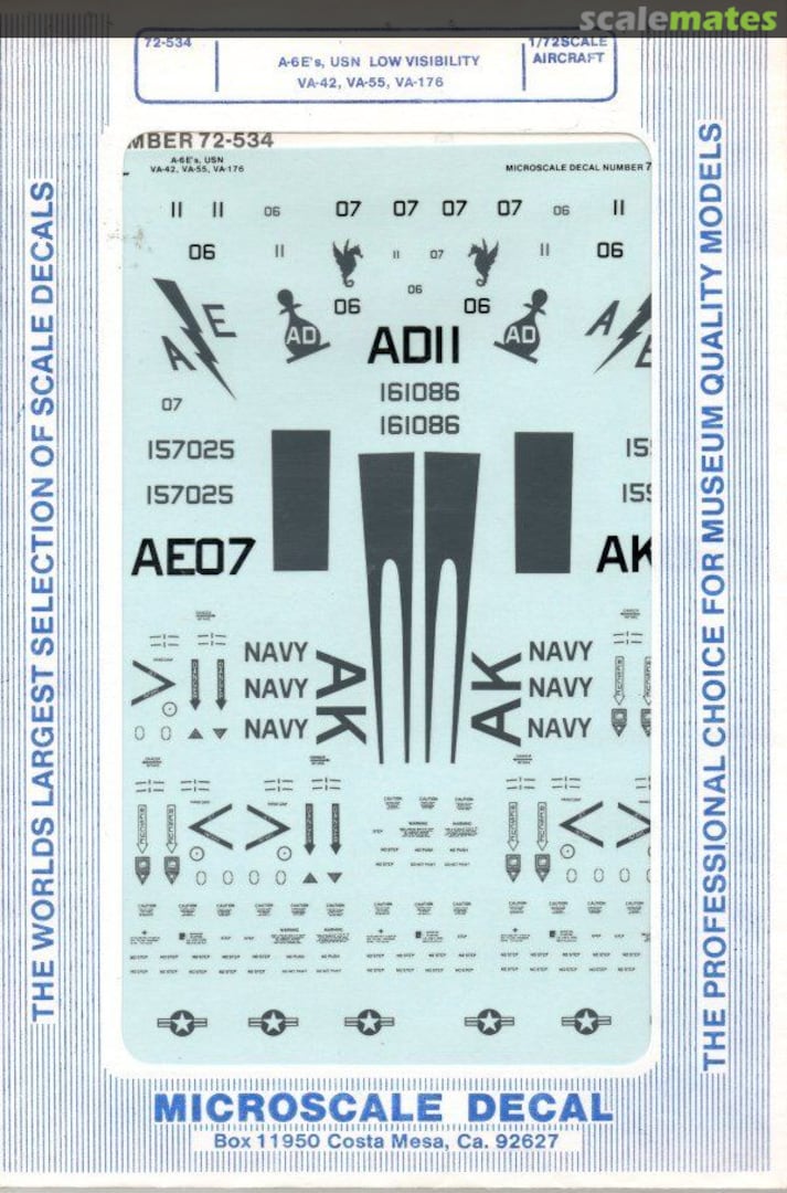 Boxart A-6E's, USN, Low visibilty 72-534 Microscale Boxart A-6E's, USN, Low visibilty 72-534 Microscale