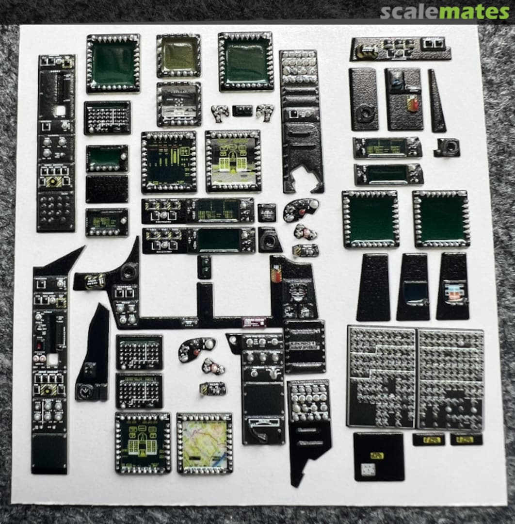 Contents Apache AH-64D interior 3D decals RFSQS-35024 Red Fox Studio