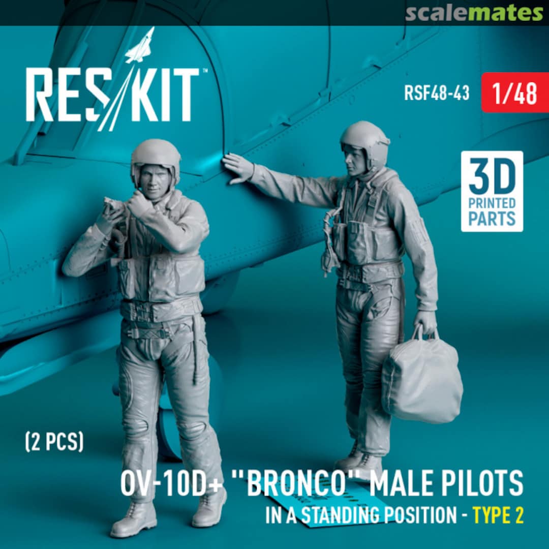 Boxart OV-10D+ Bronco male pilots (in a standing position - type 2) (2 pcs) (3D Printed) RSF48-0043 ResKit Boxart OV-10D+ Bronco male pilots (in a standing position - type 2) (2 pcs) (3D Printed) RSF48-0043 ResKit