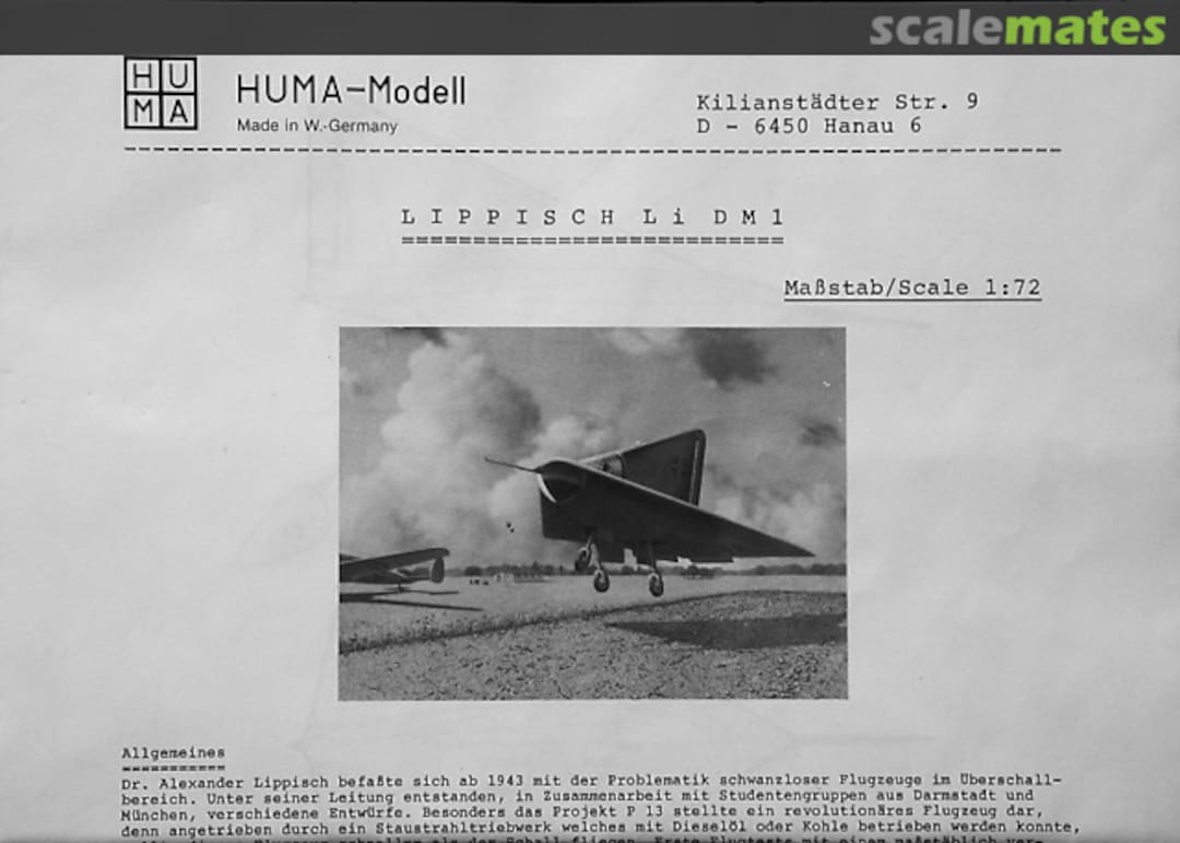 Boxart Lippisch DM-1 HM0021 Huma Modell Boxart Lippisch DM-1 HM0021 Huma Modell