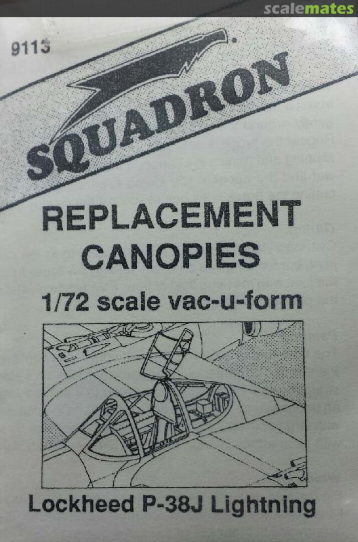 Boxart Canopy Replacement Lockheed P-38J for Hasegawa 9113 Squadron Products Boxart Canopy Replacement Lockheed P-38J for Hasegawa 9113 Squadron Products