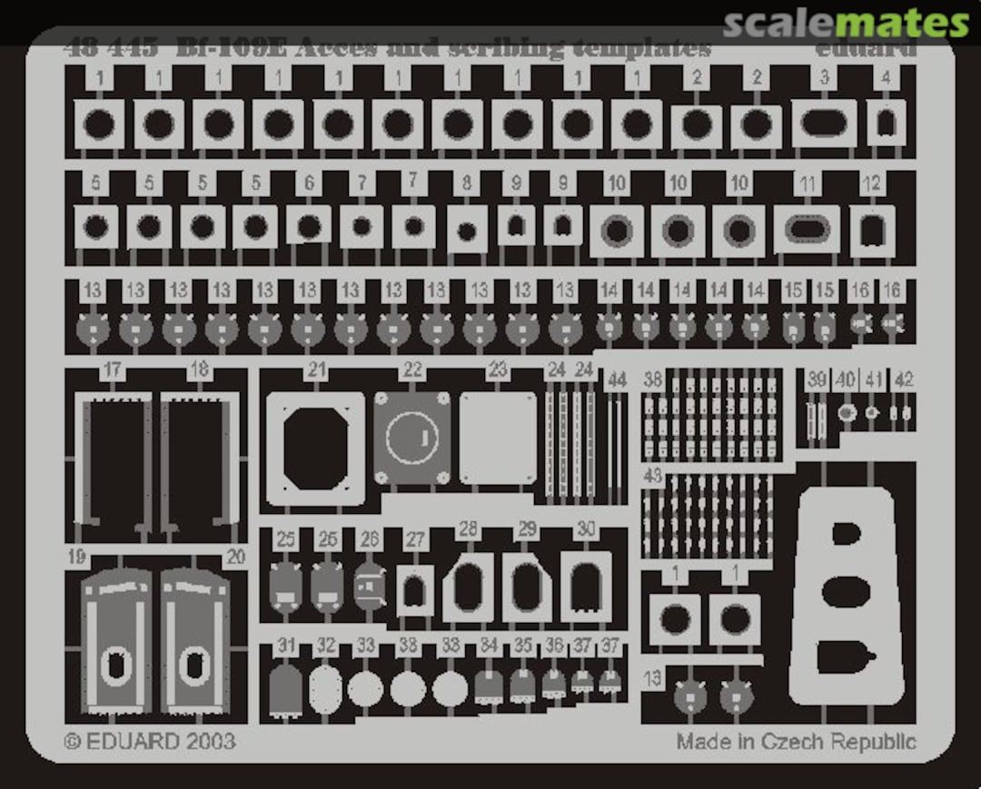 Boxart Bf 109E access and scribing templates 48445 Eduard