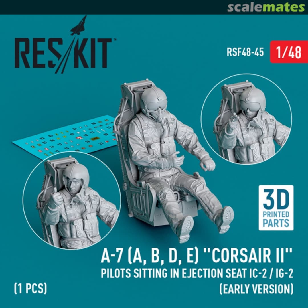 Boxart A-7 (A, B, D, E) Corsair II pilots sitting in ejection seat IC-2 / IG-2 (early version) RSF48-0045 ResKit Boxart A-7 (A, B, D, E) Corsair II pilots sitting in ejection seat IC-2 / IG-2 (early version) RSF48-0045 ResKit