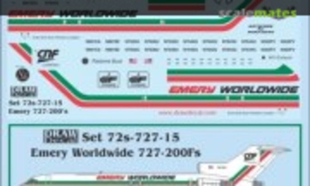 1:72 Emery Worldwide 727-200Fs (Draw Decal 72-727-15) 72-727-15