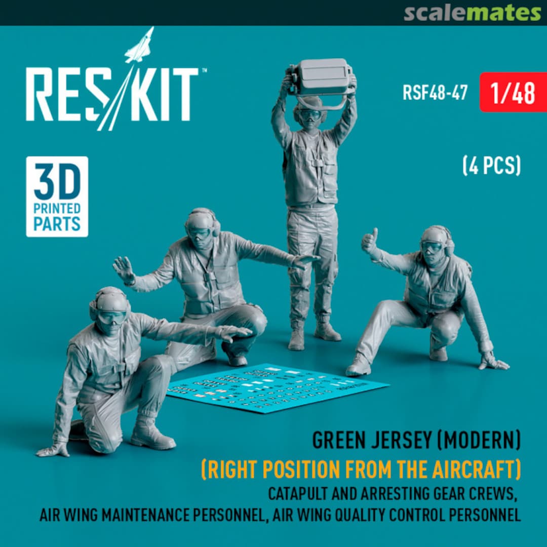 Boxart Green jersey (Modern) Catapult and Arresting Gear Crews, Air Wing Maintenance Personnel, Air Wing Quality Control Personnel (4 pcs) (3D Printed) RSF48-0047 ResKit Boxart Green jersey (Modern) Catapult and Arresting Gear Crews, Air Wing Maintenance Personnel, Air Wing Quality Control Personnel (4 pcs) (3D Printed) RSF48-0047 ResKit