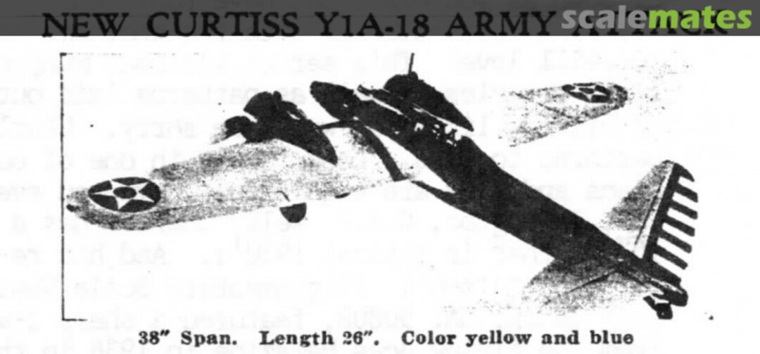 Boxart Curtiss Y1A-18 Army Attack  Miniature Aircraft Corp.