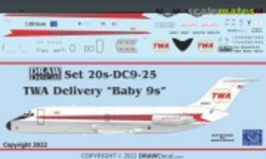 1:200 TWA Twin Globes DC-9-14/15s (Draw Decal 20-DC9-25) 20-DC9-25