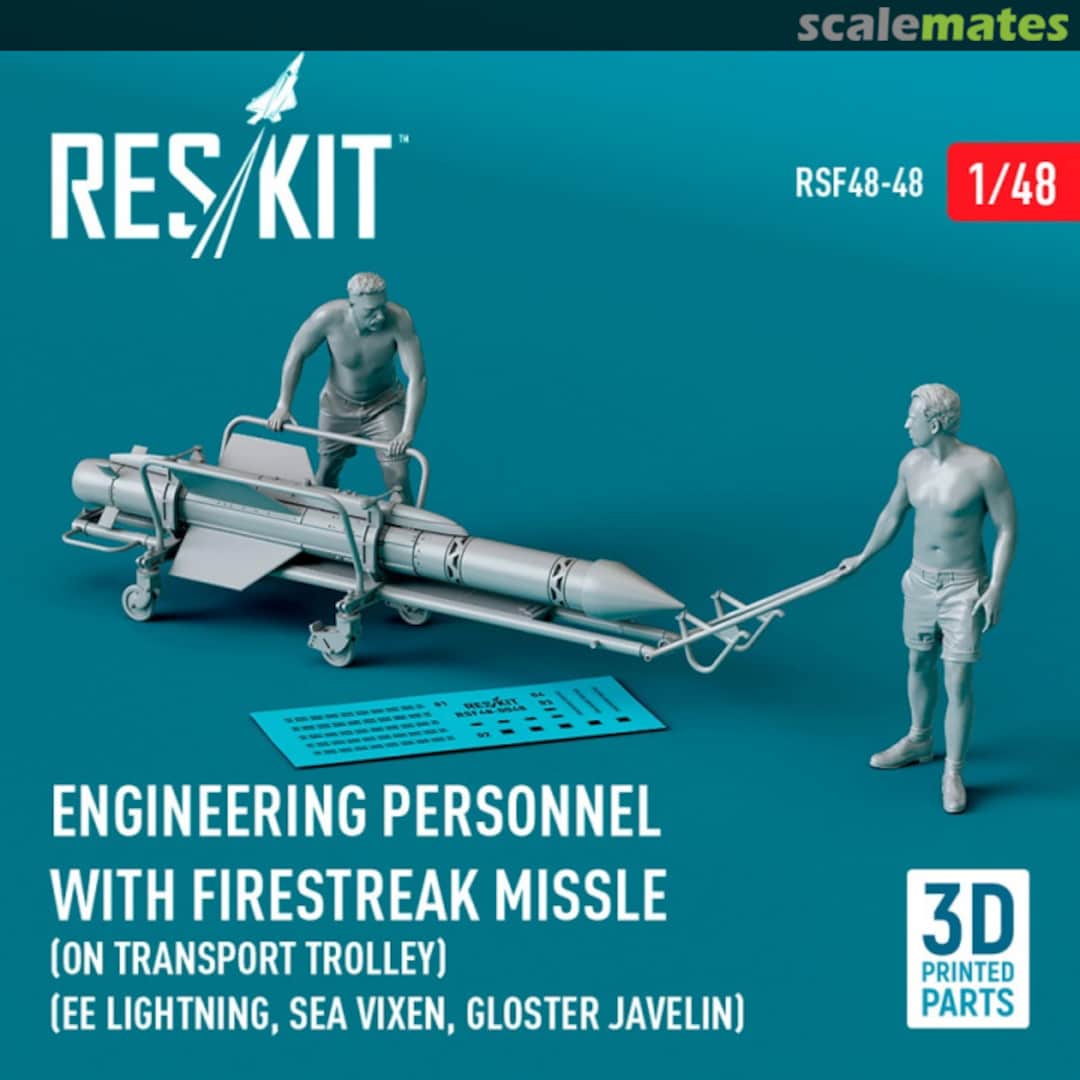 Boxart Engineering Personnel with Firestreak missle (on transport trolley) (1 шт.) (3D Printed) RSF48-0048 ResKit Boxart Engineering Personnel with Firestreak missle (on transport trolley) (1 шт.) (3D Printed) RSF48-0048 ResKit