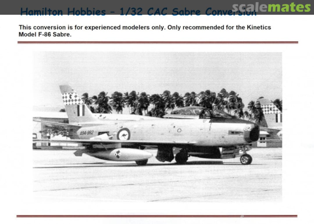 Boxart CAC Sabre Conversion Hamilton Hobbies Boxart CAC Sabre Conversion Hamilton Hobbies