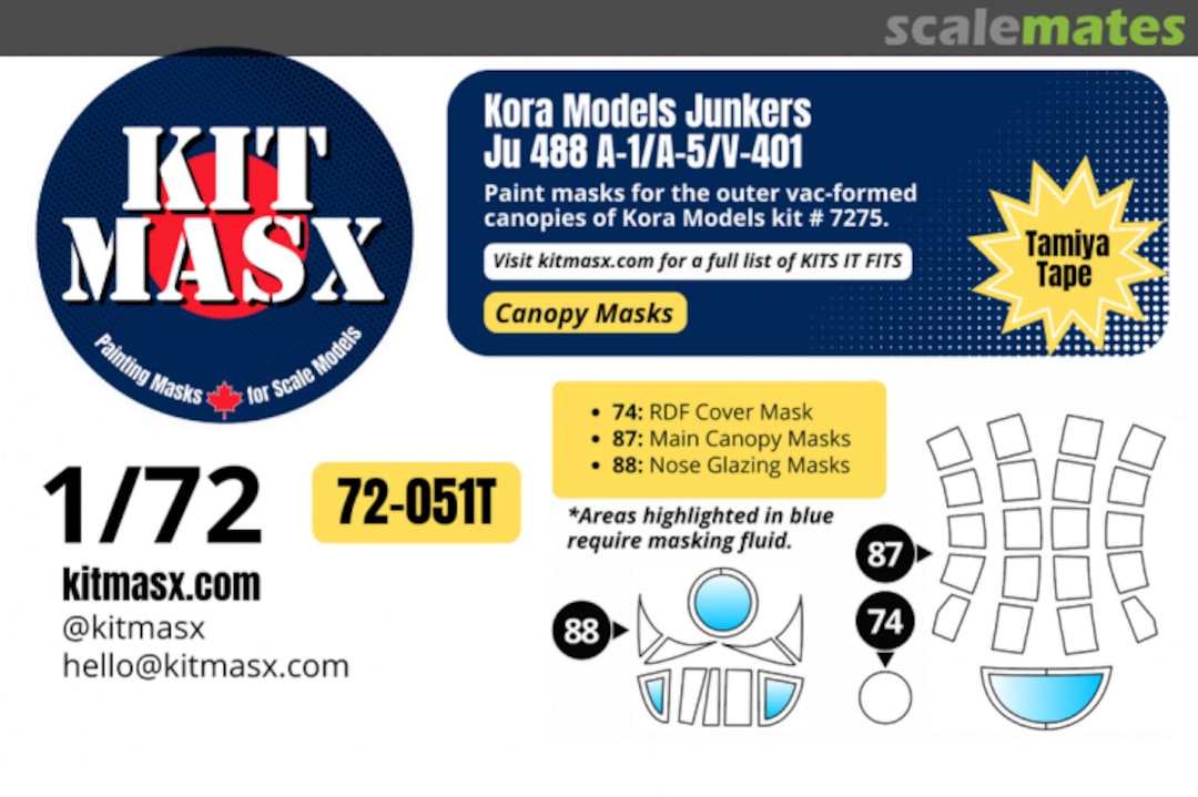 Boxart Junkers Ju 488 A-1/A-5/V-401, canopy masks 72-051T Kit Masx Boxart Junkers Ju 488 A-1/A-5/V-401, canopy masks 72-051T Kit Masx