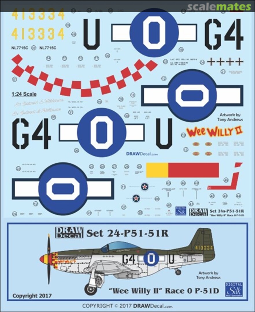 Boxart P-51D "Wee Willy II" Race 0 24-P51-51R Draw Decal