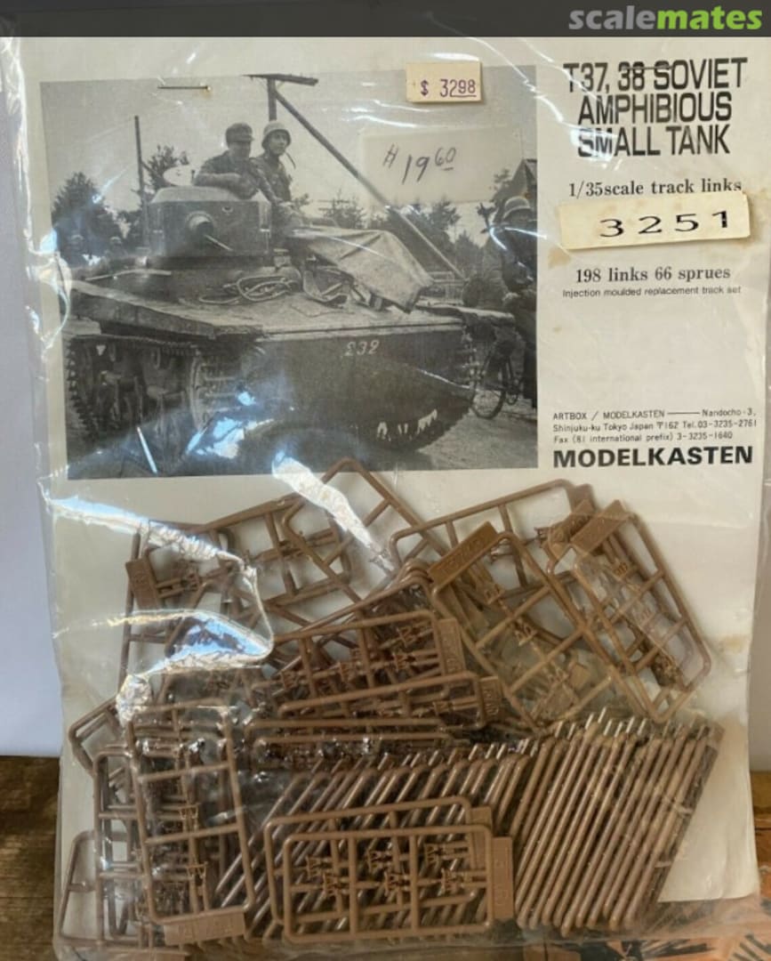 Boxart T37, 38 Soviet Amphibious Small Tank tracks 3251 Modelkasten Boxart T37, 38 Soviet Amphibious Small Tank tracks 3251 Modelkasten