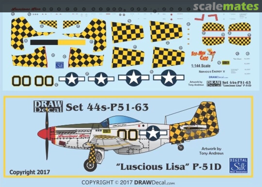 Boxart P-51D “Luscious Lisa” 44-P51-63 Draw Decal Boxart P-51D “Luscious Lisa” 44-P51-63 Draw Decal