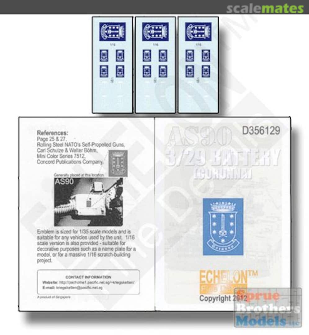 Boxart 3/29 Battery Emblem for AS90 D356129 Echelon Fine Details Boxart 3/29 Battery Emblem for AS90 D356129 Echelon Fine Details