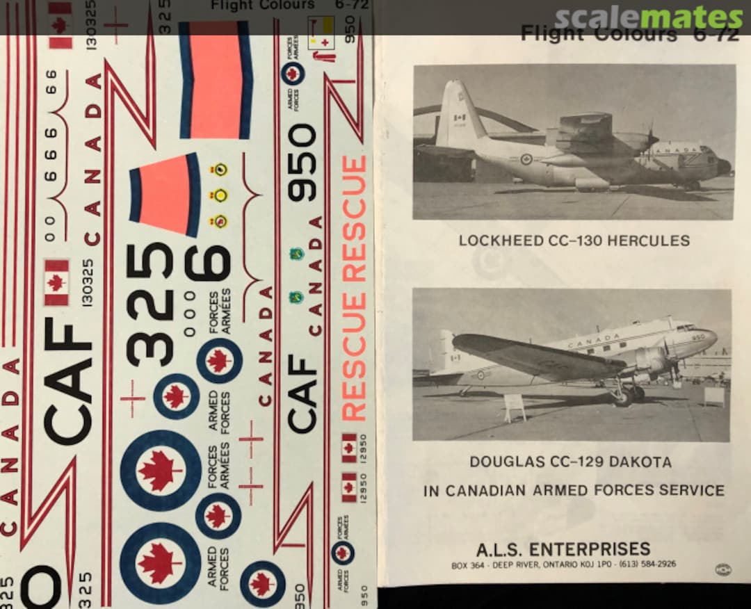 Boxart Lockheed CC-130 Hercules & Douglas CC129 Dakota 6-72 Flight Colours Boxart Lockheed CC-130 Hercules & Douglas CC129 Dakota 6-72 Flight Colours