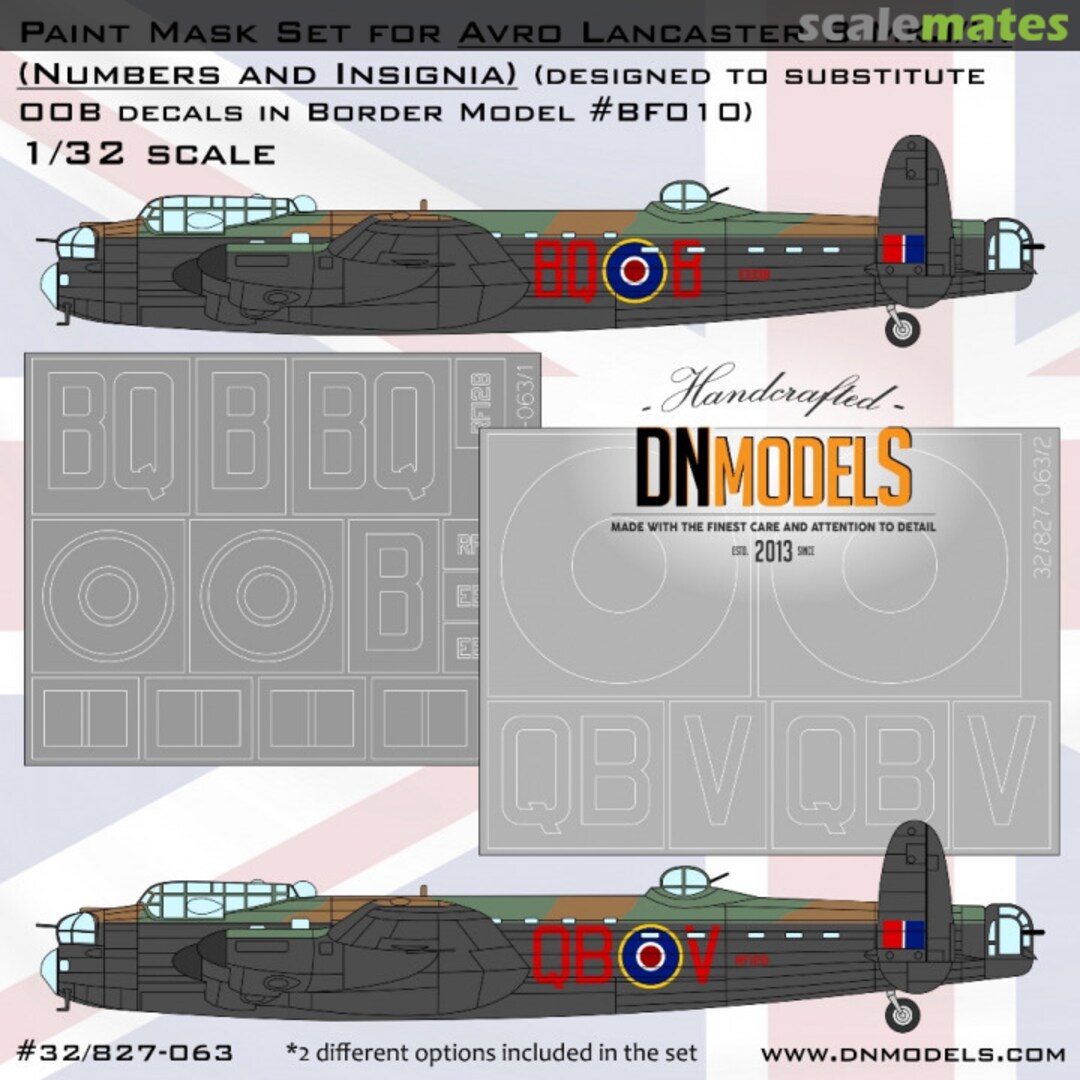 Boxart Avro Lancaster B.Mk.I/III Insignia and Numbers Paint Mask Set 32/827-063 DN Models Boxart Avro Lancaster B.Mk.I/III Insignia and Numbers Paint Mask Set 32/827-063 DN Models