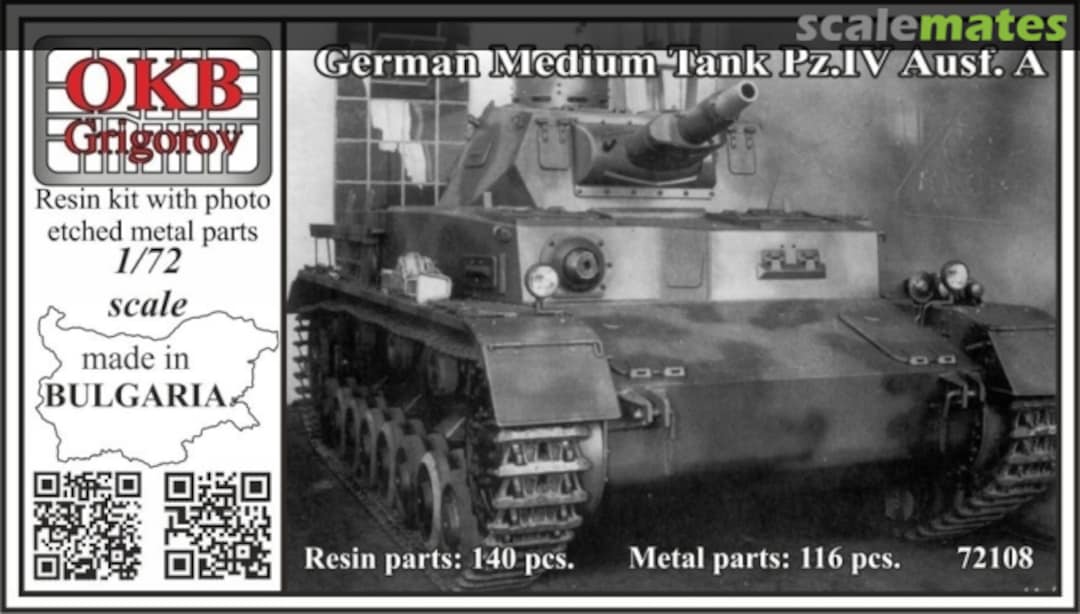 Boxart German Medium Tank Pz.Kpfw IV Ausf. A 72108 OKB Grigorov Boxart German Medium Tank Pz.Kpfw IV Ausf. A 72108 OKB Grigorov