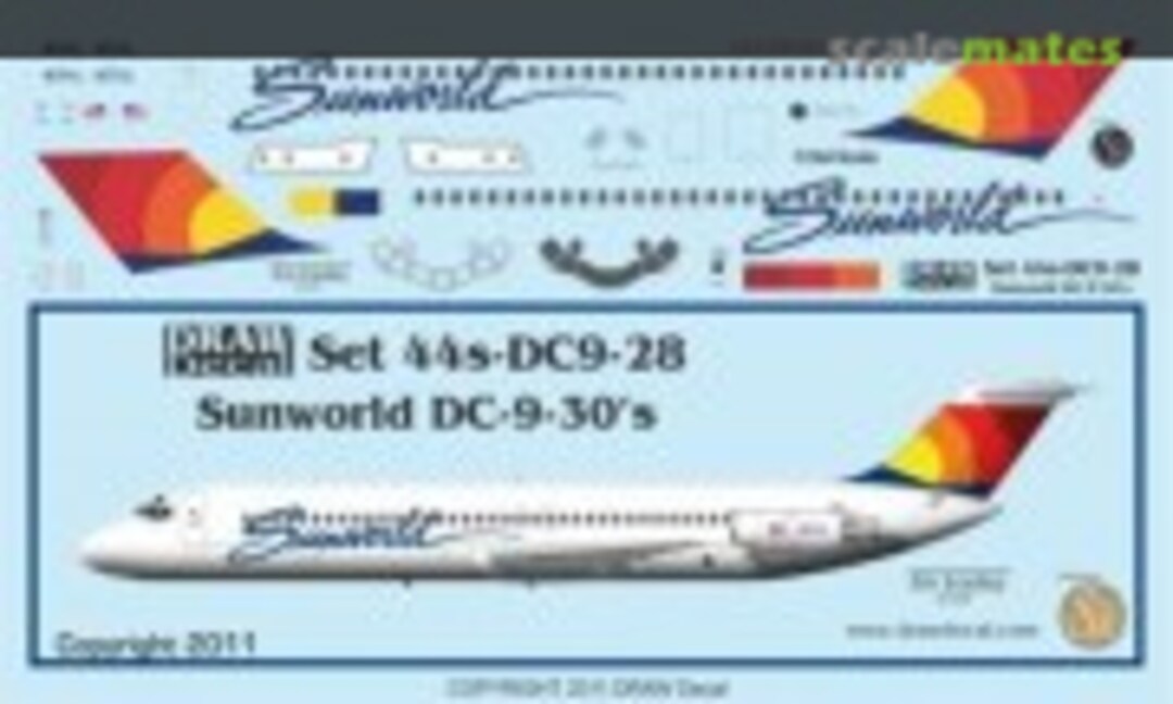 1:144 Sunworld DC-9-30s (Draw Decal 44-DC9-28) 44-DC9-28