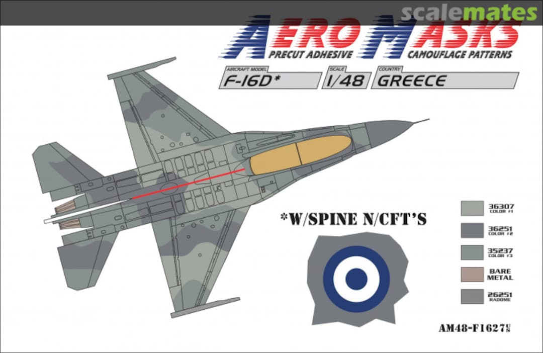Boxart F-16D Greece with spine, no CFT's AM48-F1627 AeroMasks Boxart F-16D Greece with spine, no CFT's AM48-F1627 AeroMasks
