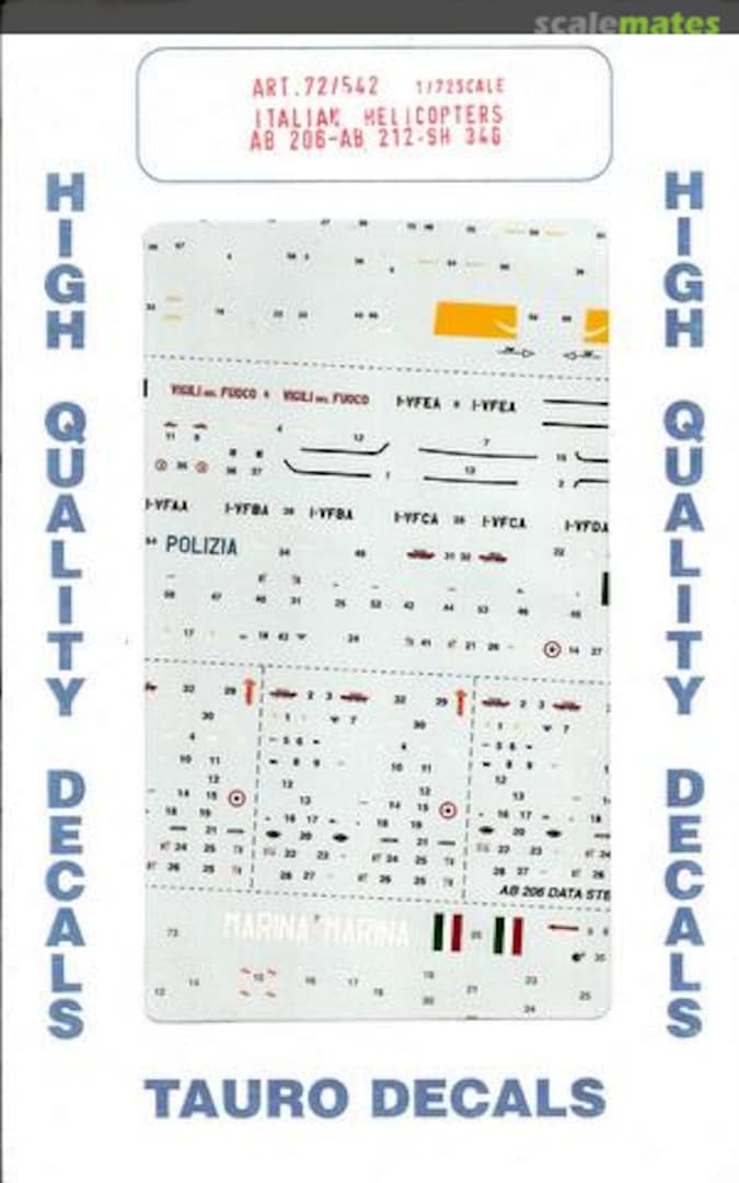 Boxart Italian Helicopters 72-542 Tauro Model Boxart Italian Helicopters 72-542 Tauro Model