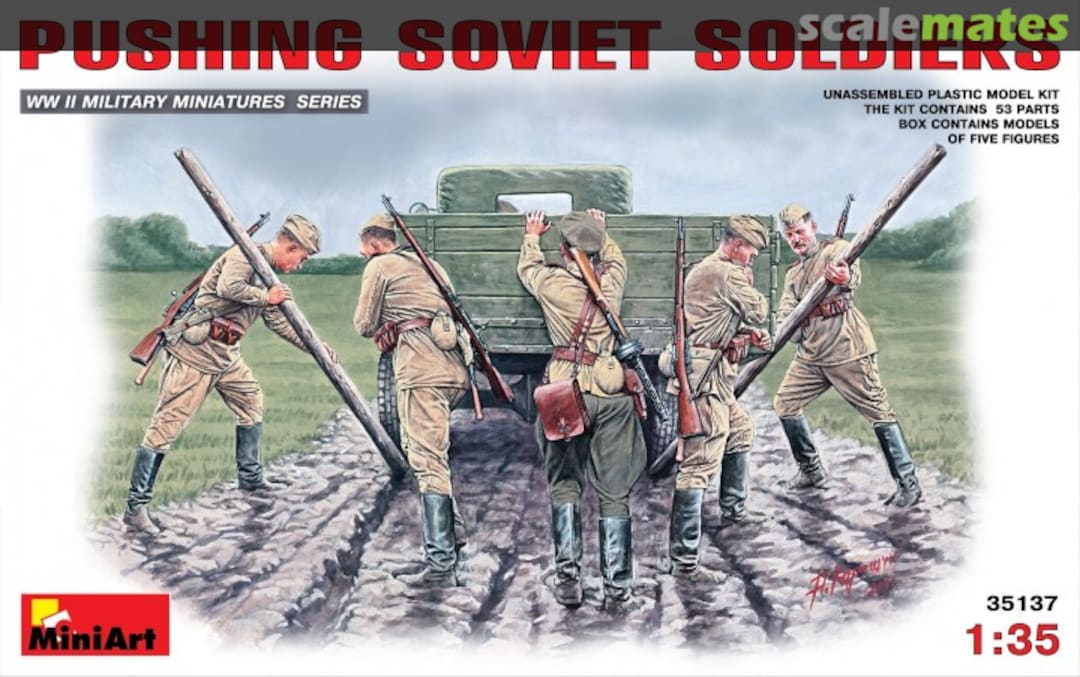Boxart Pushing Soviet Soldiers 35137 MiniArt Boxart Pushing Soviet Soldiers 35137 MiniArt