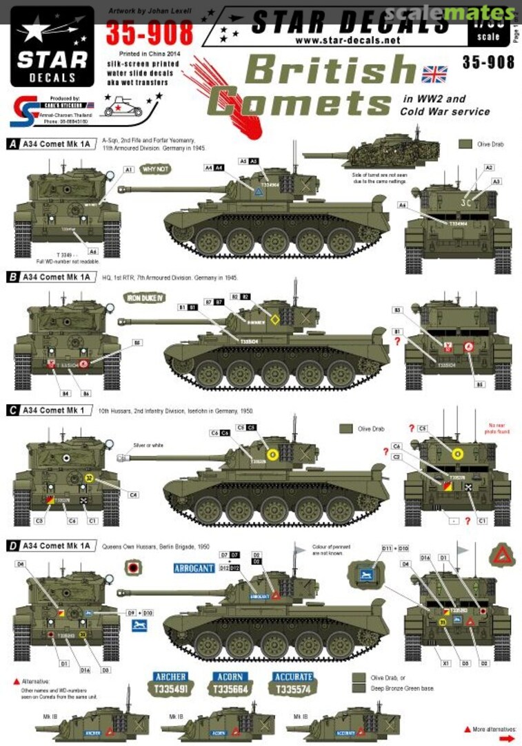 Boxart British Comets In Hong Kong Part 2 35-C1013 Star Decals