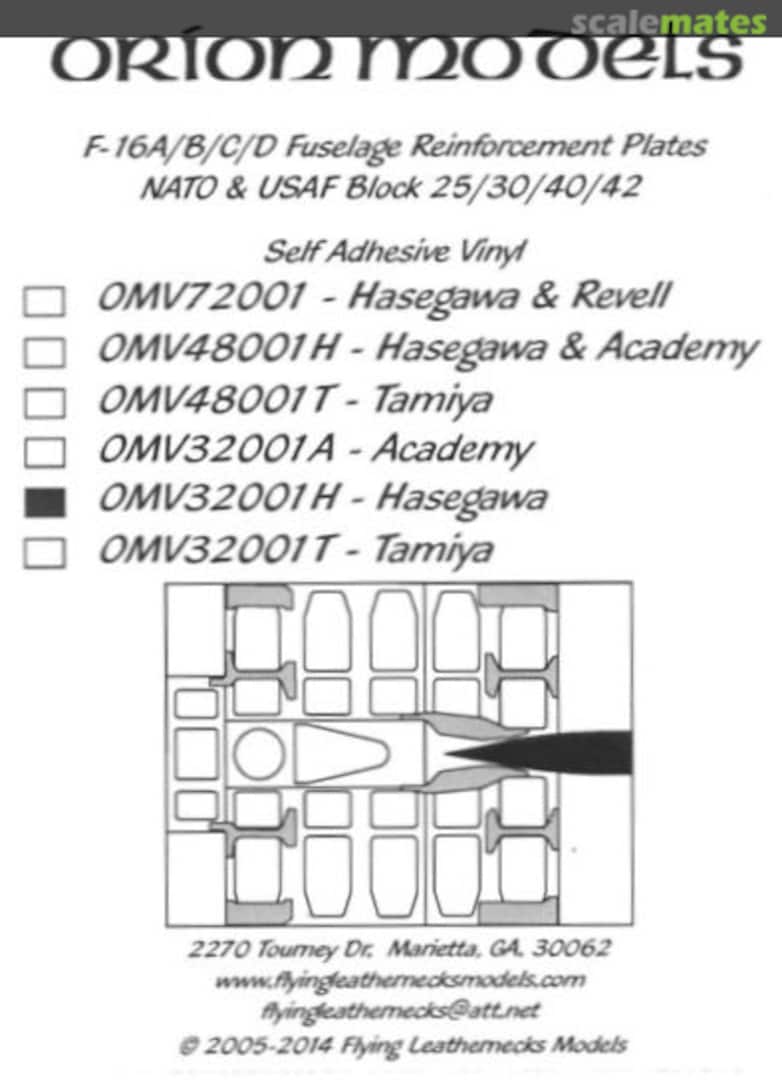 Boxart F-16A/B/C/D Fuselage Reinforcement Plates OMV32001H Orion Models Boxart F-16A/B/C/D Fuselage Reinforcement Plates OMV32001H Orion Models