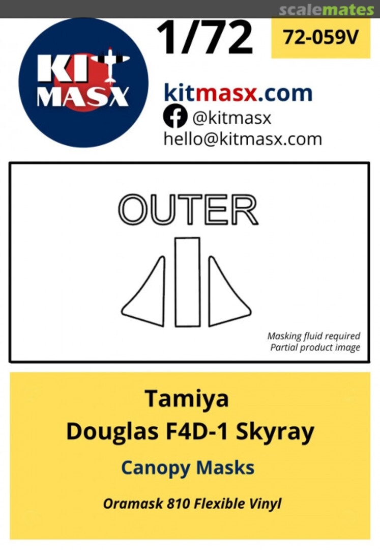 Boxart Douglas F4D-1 Skyray Canopy Masks 72-059V Kit Masx Boxart Douglas F4D-1 Skyray Canopy Masks 72-059V Kit Masx