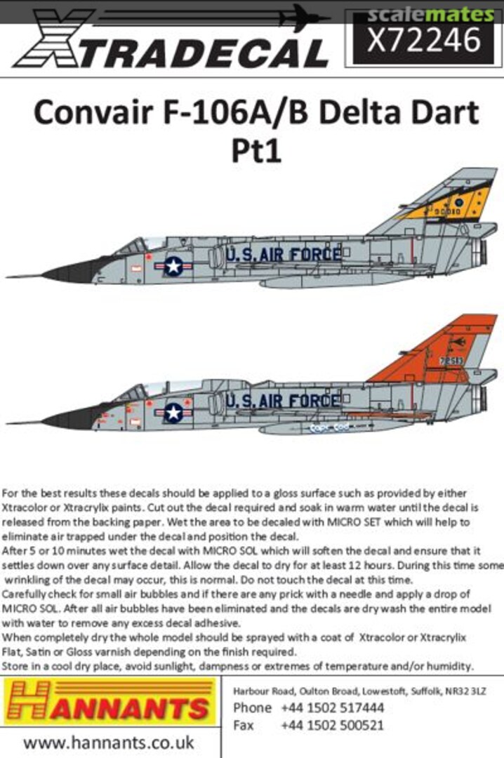Boxart Convair F-106A/B Delta Dart Pt 1 X72246 Xtradecal Boxart Convair F-106A/B Delta Dart Pt 1 X72246 Xtradecal