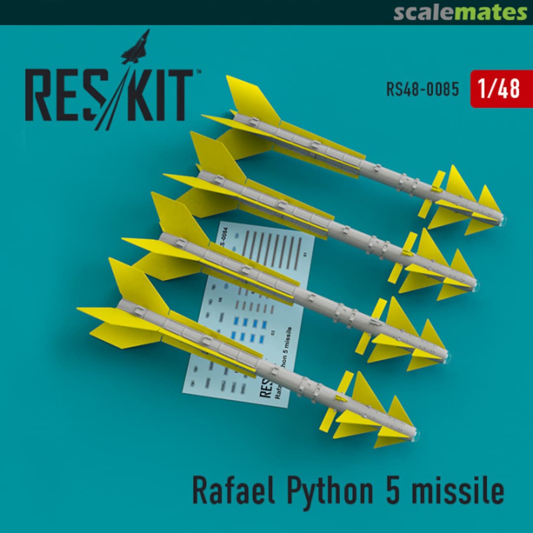Boxart Rafael Python 5 missile (4 pcs) (F-16I, F-16D, F-15I Mirage F.1) RS48-0085 ResKit