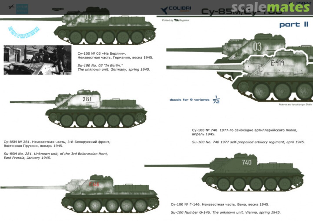 Boxart Su-85m/Su-100 part 2 35022 Colibri Decals Boxart Su-85m/Su-100 part 2 35022 Colibri Decals