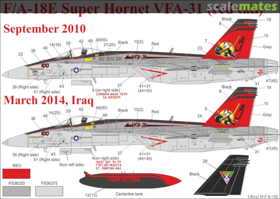 Boxart F/A-18E Super Hornet VFA-31 (red tail) with stencils UR72110 UpRise Decal Boxart F/A-18E Super Hornet VFA-31 (red tail) with stencils UR72110 UpRise Decal