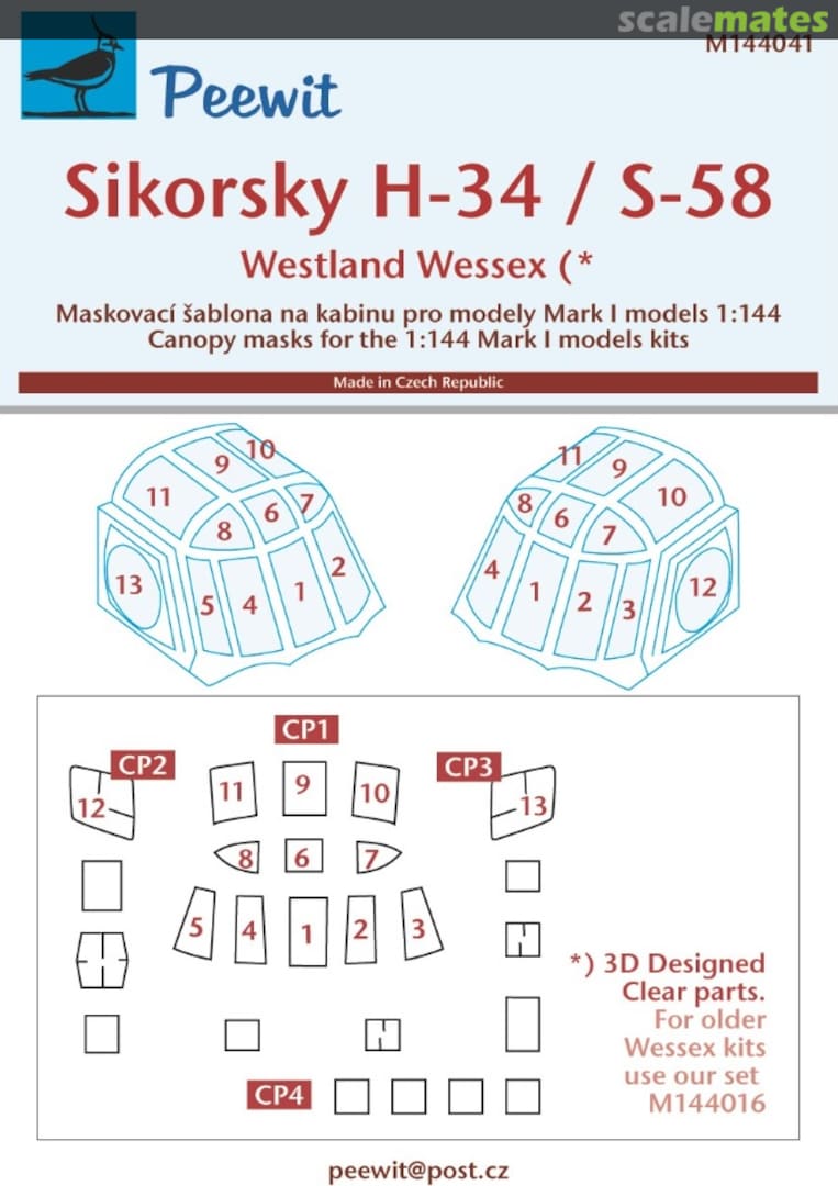 Boxart Canopy Mask: Sikorsky H-34 / S-58 - Mark I - M144041 Peewit Boxart Canopy Mask: Sikorsky H-34 / S-58 - Mark I - M144041 Peewit