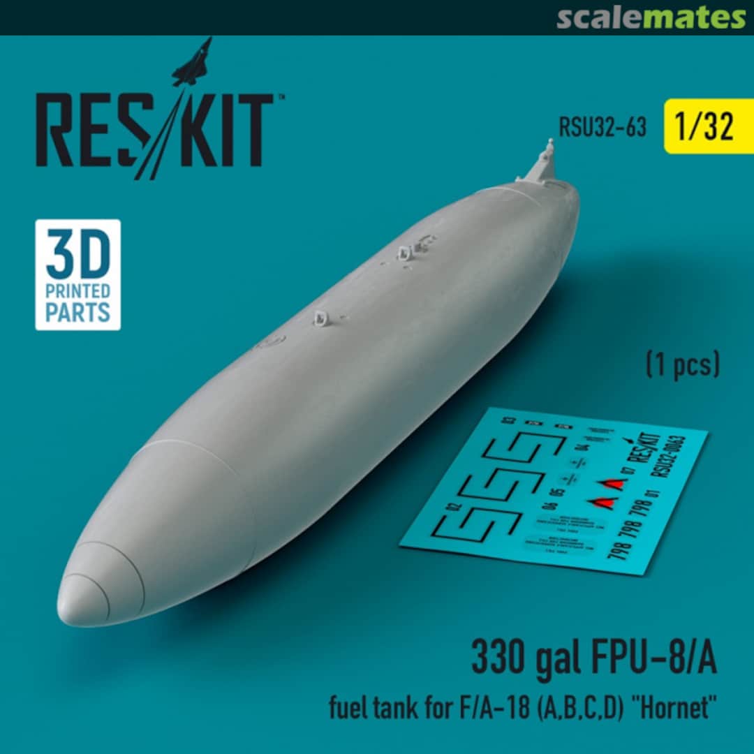 Boxart 330 gallon FPU-8/A fuel tank for F/A-18 (A,B,C,D) Hornet (1 шт.) (3D Printed) RSU32-0063 ResKit Boxart 330 gallon FPU-8/A fuel tank for F/A-18 (A,B,C,D) Hornet (1 шт.) (3D Printed) RSU32-0063 ResKit