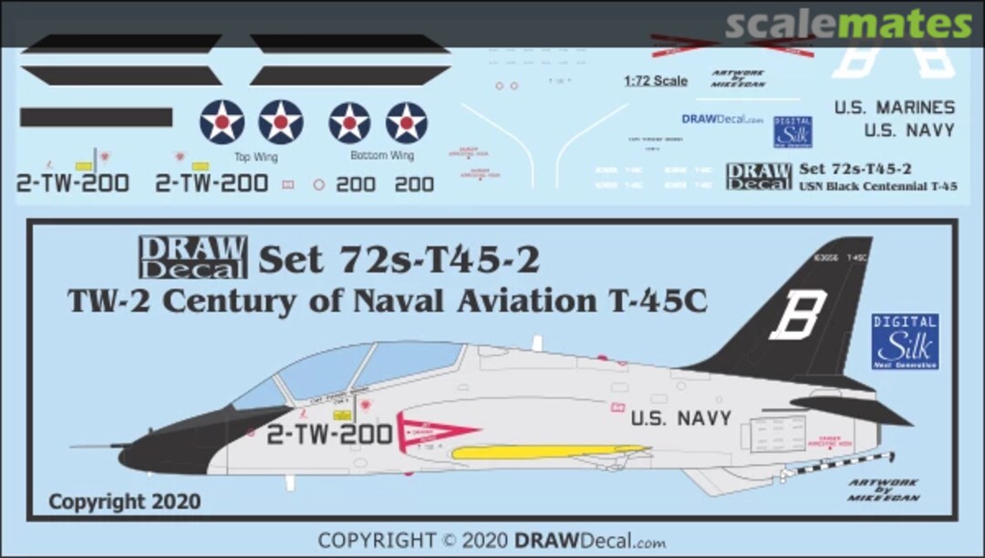 Boxart McDonnell Douglas T-45 C Goshawk - TW-2 Centennial - Black 72-T45-02 Draw Decal Boxart McDonnell Douglas T-45 C Goshawk - TW-2 Centennial - Black 72-T45-02 Draw Decal