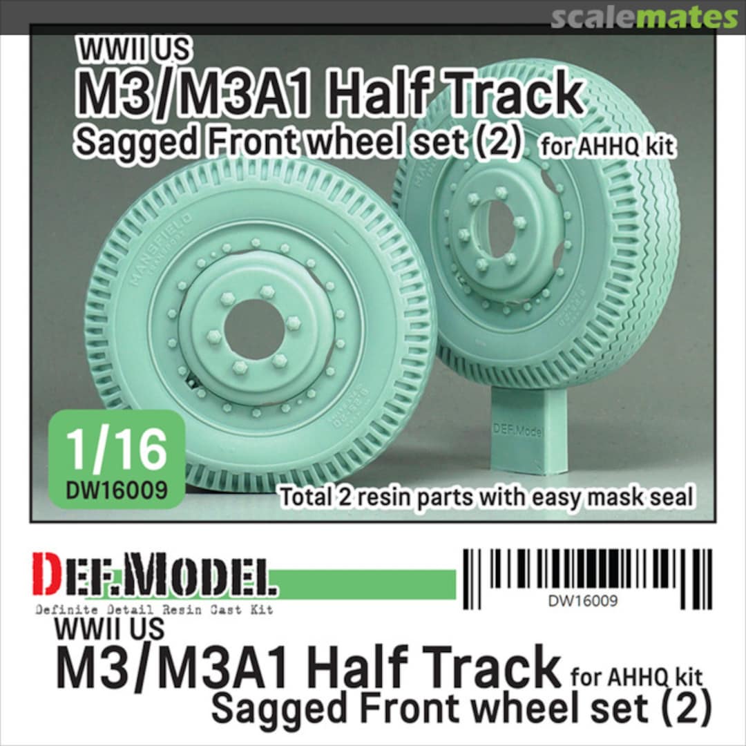 Boxart US M3/M3A1 Half Track Sagged Front wheel set (2) DW16009 Def.Model