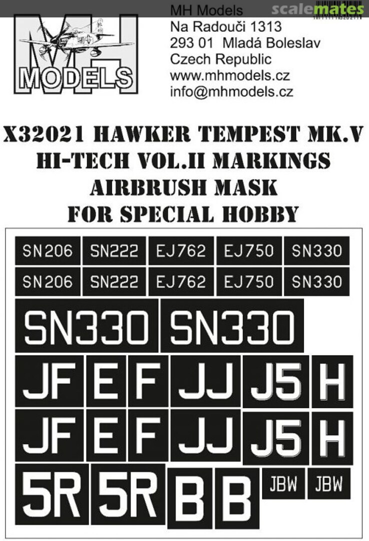 Boxart Hawker Tempest Mk.V Hi-Tech Vol.II Markings Airbrush Mask X32021 MH Models Boxart Hawker Tempest Mk.V Hi-Tech Vol.II Markings Airbrush Mask X32021 MH Models