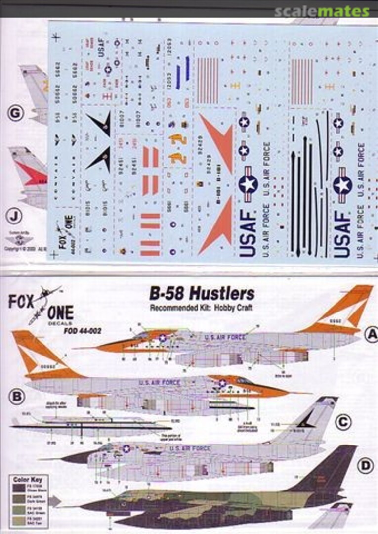 Boxart Convair B-58A Hustler 44-002 Fox One Decals