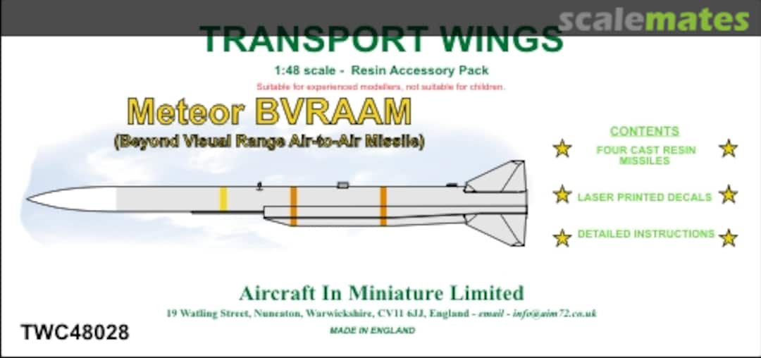 Boxart Meteor BVRAAM TWC48028 Aircraft In Miniature Ltd Boxart Meteor BVRAAM TWC48028 Aircraft In Miniature Ltd