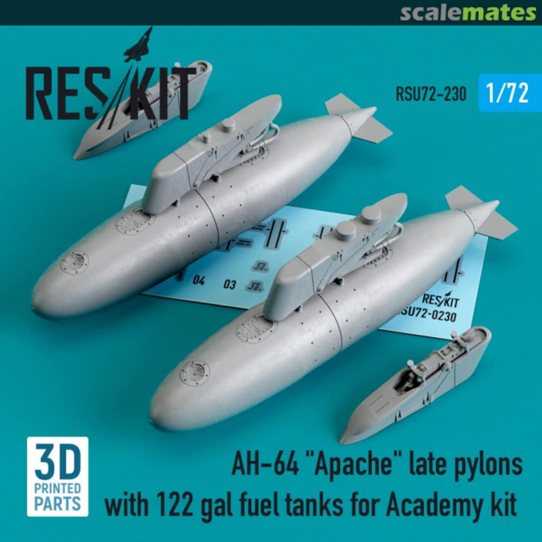 Boxart AH-64 Apache late pylons with 122 gal fuel tanks RSU72-0230 ResKit Boxart AH-64 Apache late pylons with 122 gal fuel tanks RSU72-0230 ResKit