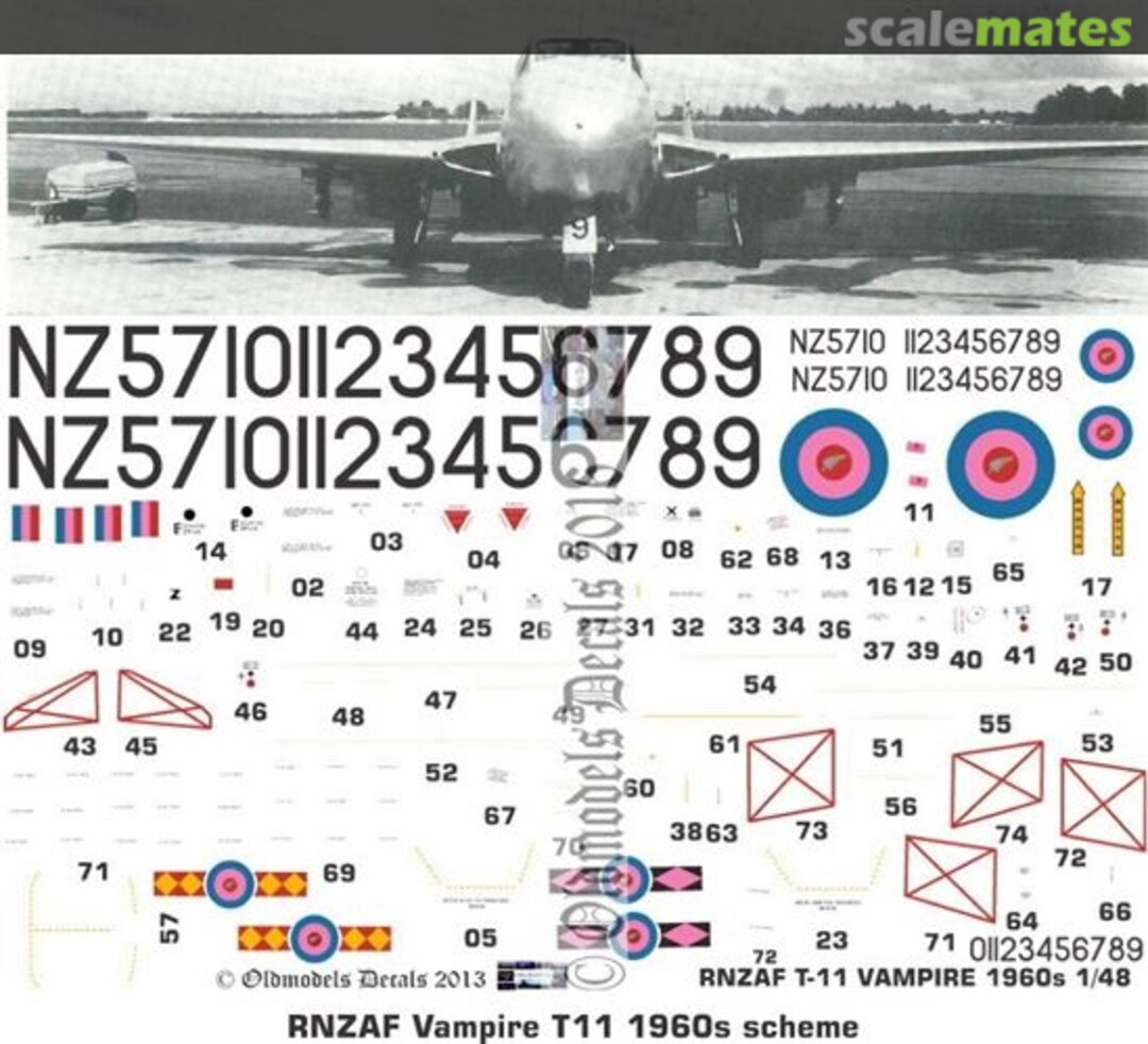 Boxart RNZAF Vampire T11 1960s scheme OMD0073 Oldmodels Decals Boxart RNZAF Vampire T11 1960s scheme OMD0073 Oldmodels Decals