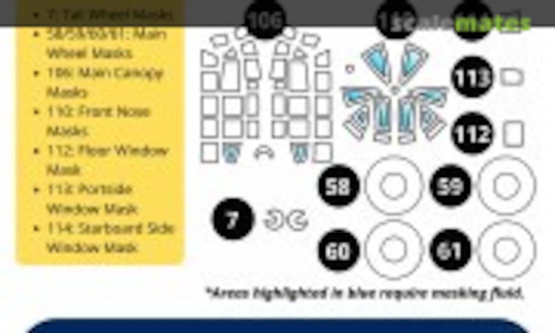 1:72 Junkers Ju-88S-1/T-1/Ju-88H-3/H-4/Ju 88 G-1/G-6 Wheel & Canopy Masks (Kit Masx 72-091V)