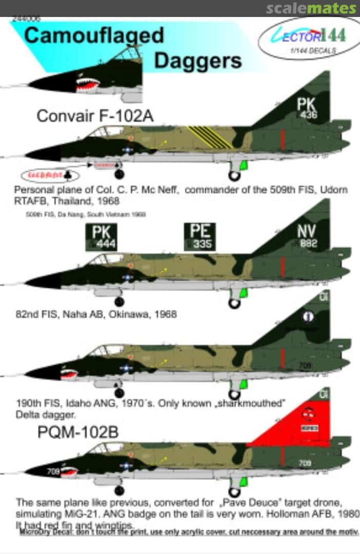 Boxart Camouflaged Daggers; Convair F-102A 244006 Vector144 Boxart Camouflaged Daggers; Convair F-102A 244006 Vector144