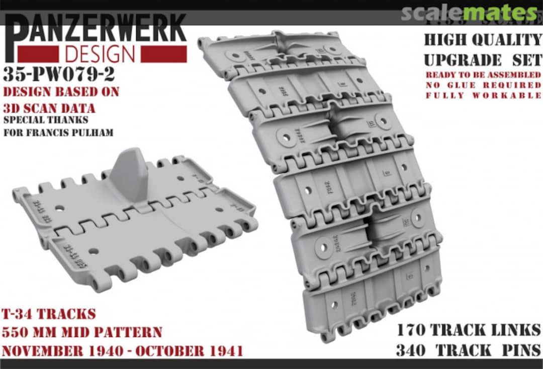 Boxart T-34 tracks 550 mm wide Nov 1940- Nov 1941 35-PW079-2 Panzerwerk design Boxart T-34 tracks 550 mm wide Nov 1940- Nov 1941 35-PW079-2 Panzerwerk design