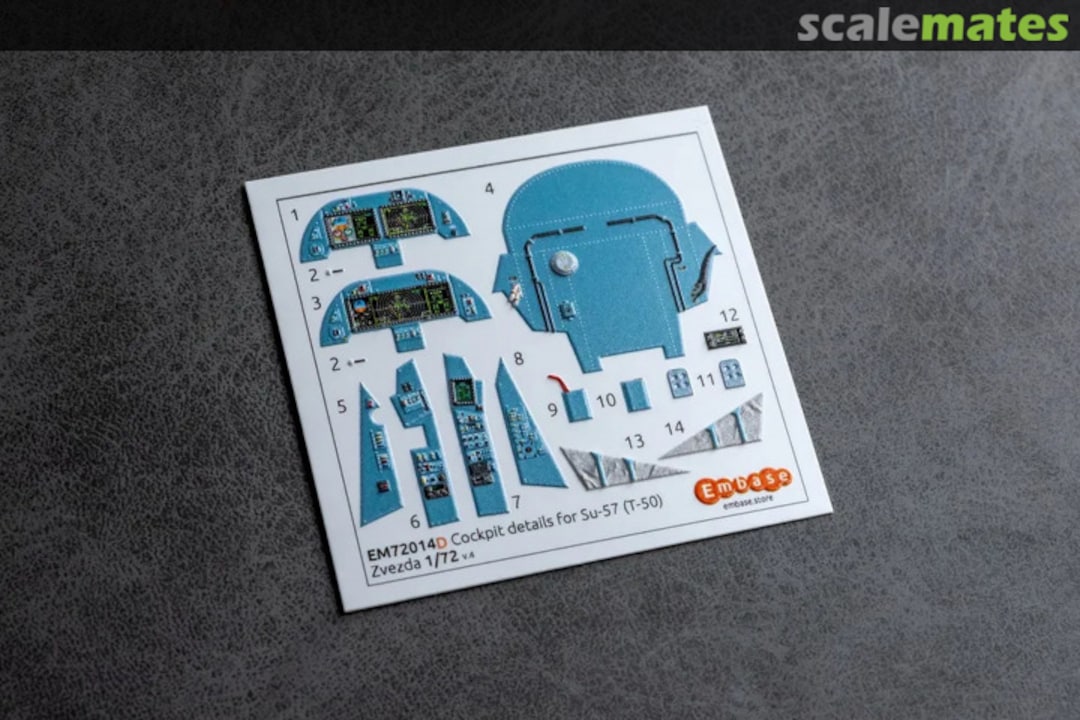 Contents Su-57 (T50) "Display On" interior 3D decals EM72014D Embase Contents Su-57 (T50) "Display On" interior 3D decals EM72014D Embase
