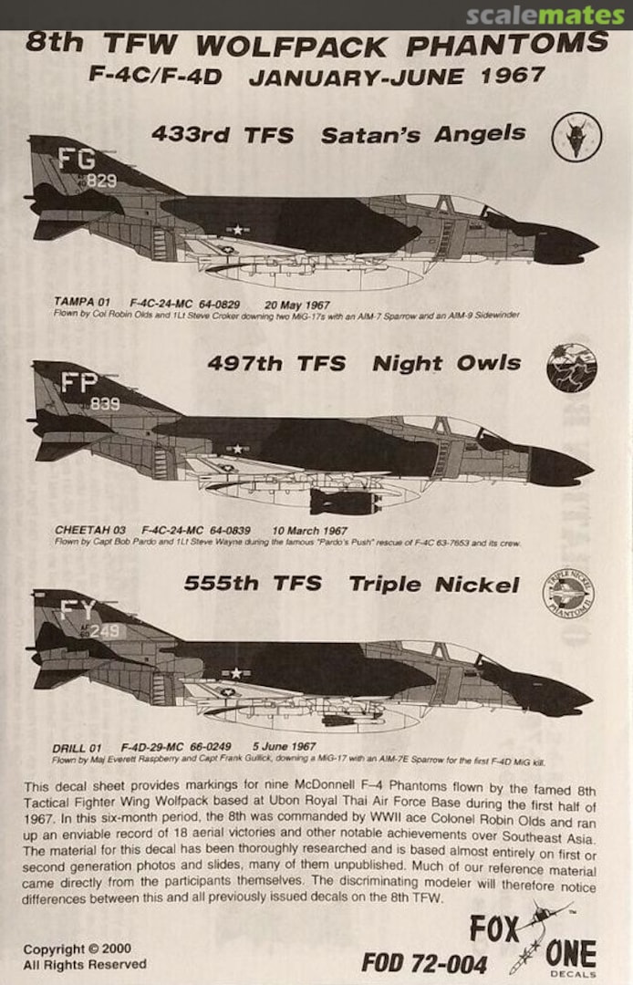 Contents 8th TFW Wolfpack Phantoms 72-004 Fox One Decals Contents 8th TFW Wolfpack Phantoms 72-004 Fox One Decals